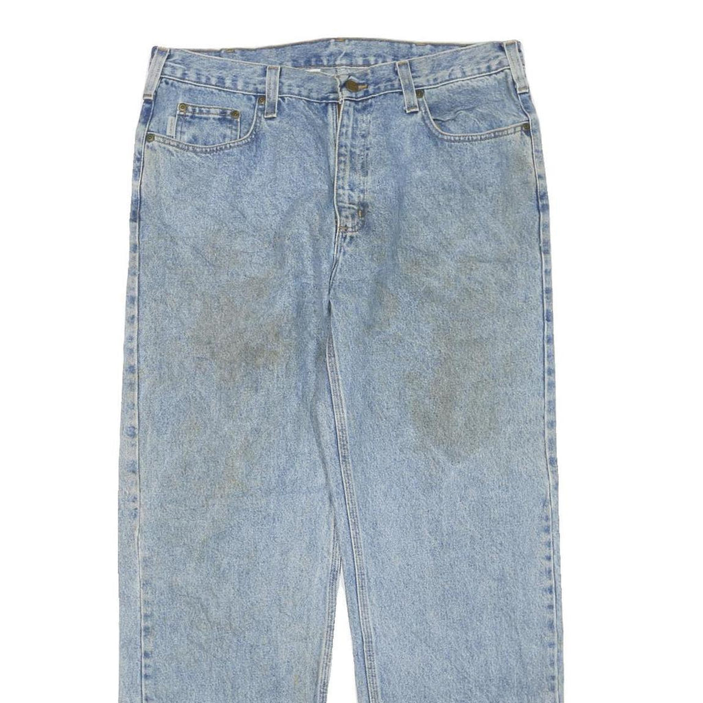CARHARTT Mens Jeans Blue Regular Straight Denim Medium W38 L32 Classic Zip
