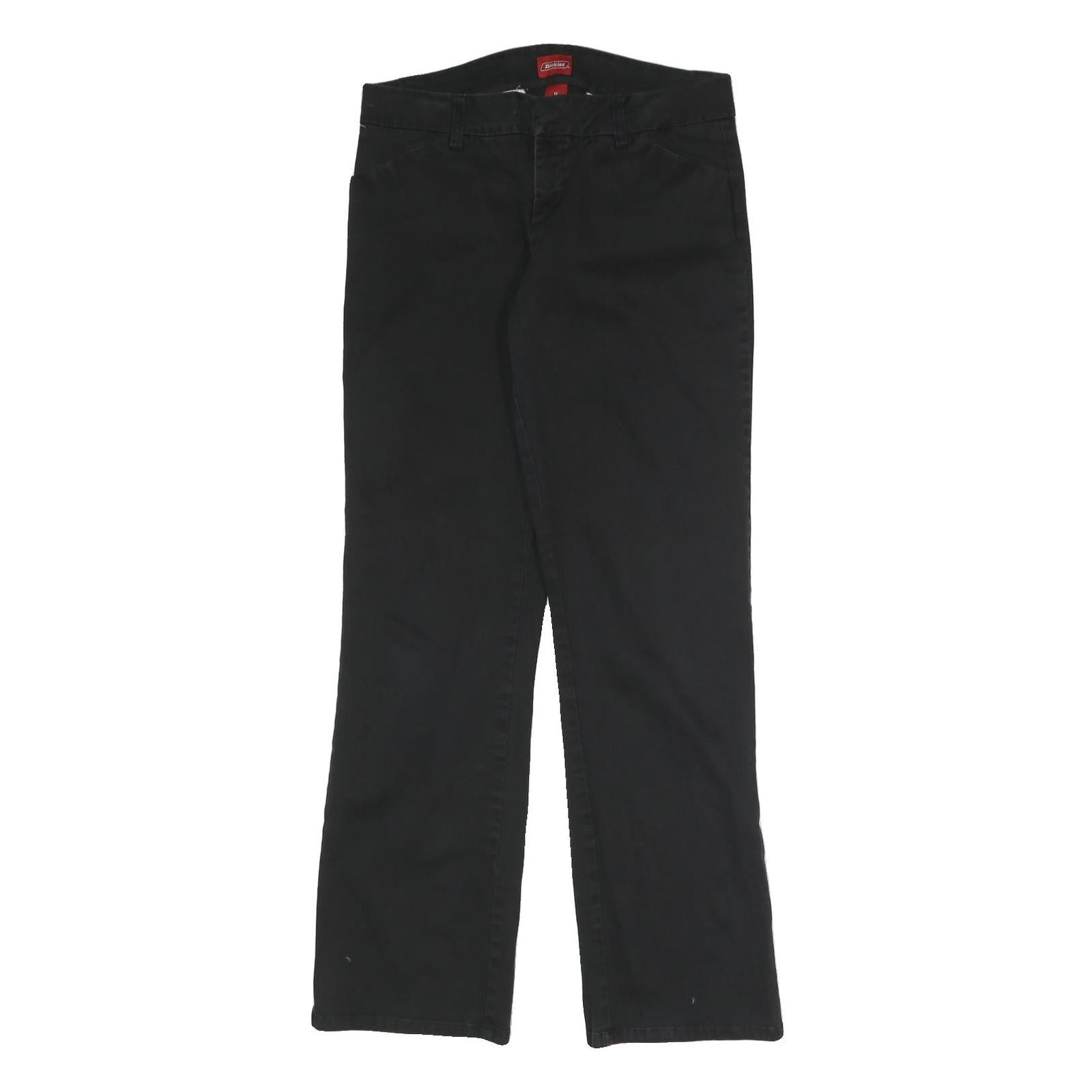 DICKIES Womens Cotton Blend Black Regular Straight Trousers Zip W31 L31