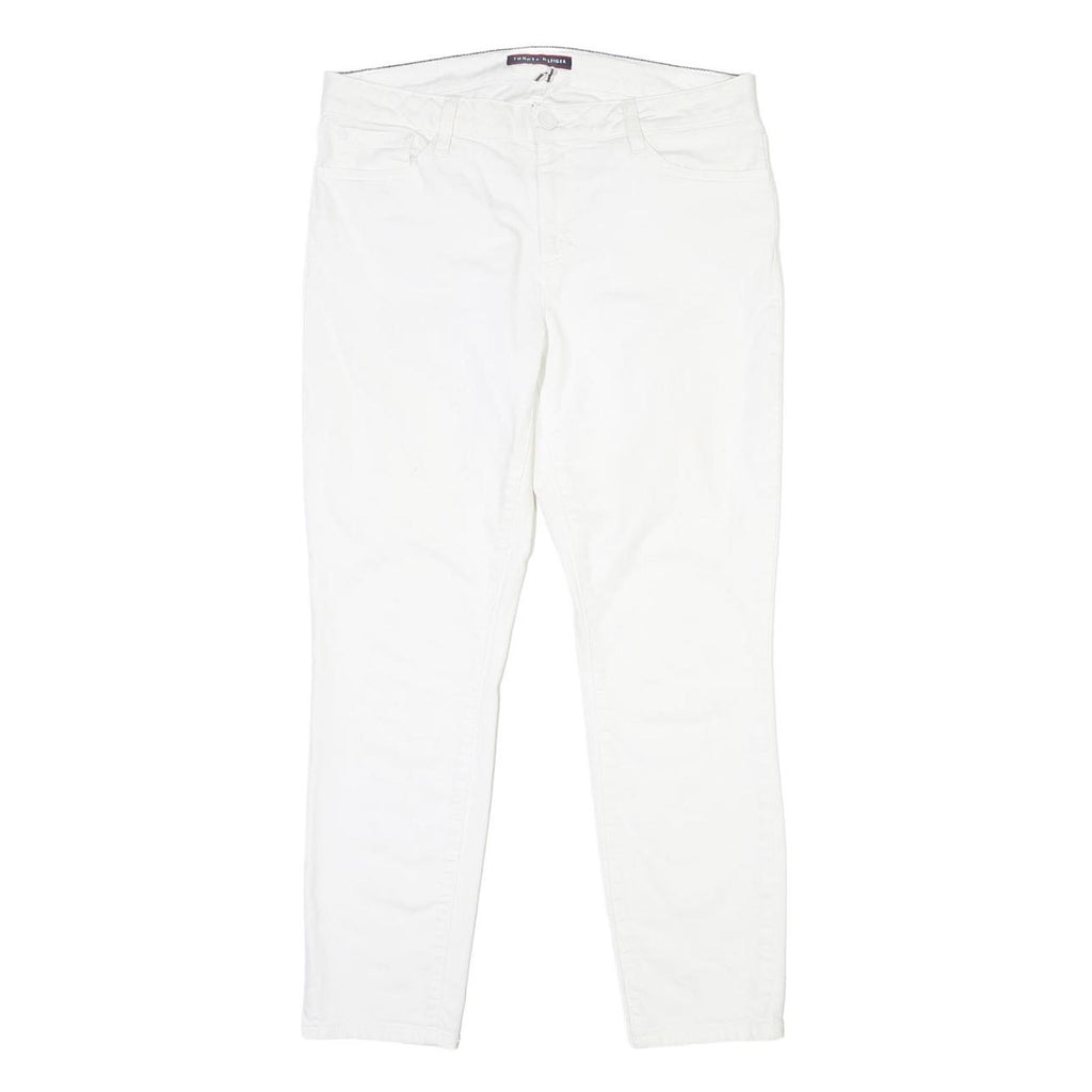 TOMMY HILFIGER Womens White Slim Jeans Cotton Button W33 L27 Classic Fit