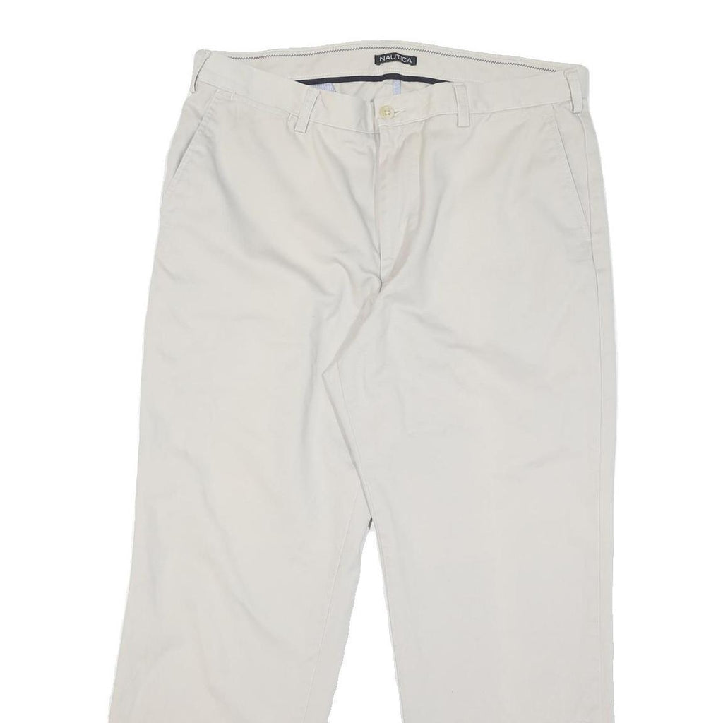 NAUTICA Mens Cotton Blend White Regular Straight Trousers W38 L30 Casual Comfort