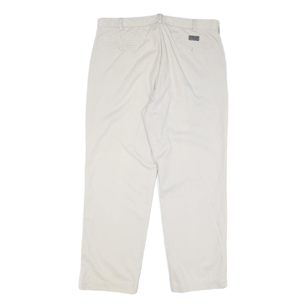 NAUTICA Mens Cotton Blend White Regular Straight Trousers W38 L30 Casual Comfort