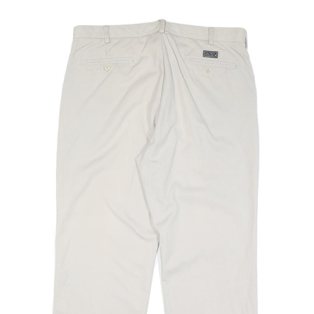 NAUTICA Mens Cotton Blend White Regular Straight Trousers W38 L30 Casual Comfort