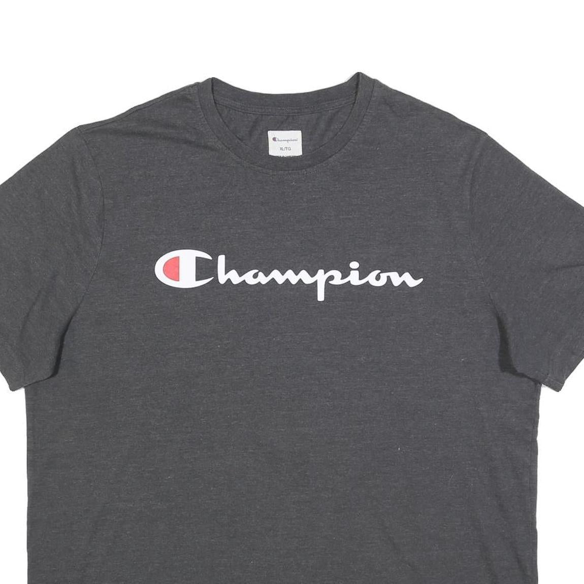 CHAMPION Mens Grey Graphic T-Shirt XL Short Sleeve Crew Neck Cotton Blend