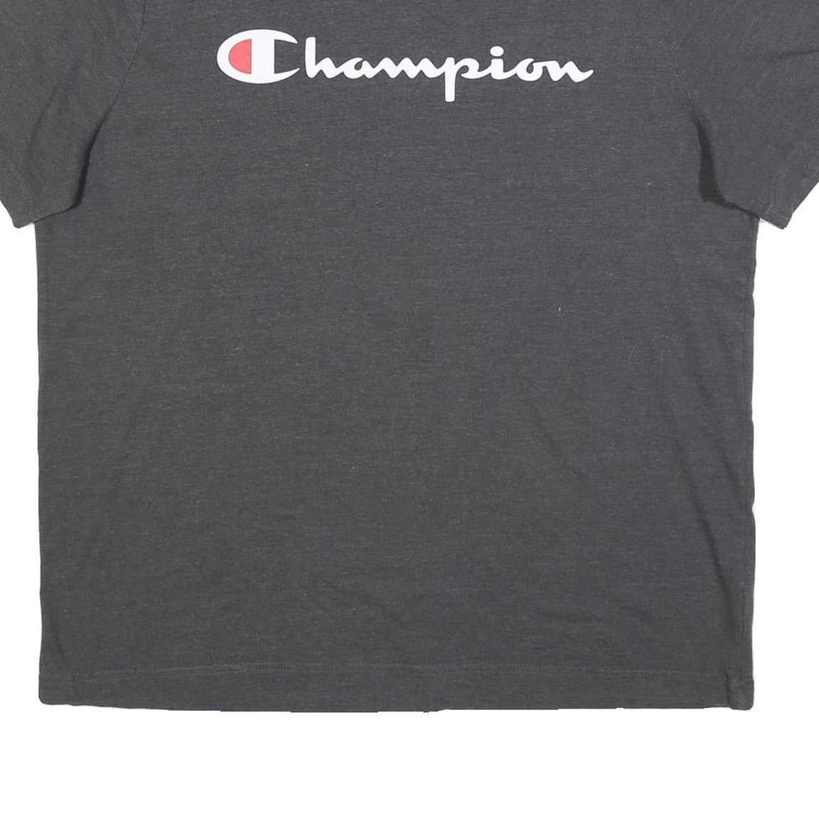 CHAMPION Mens Grey Graphic T-Shirt XL Short Sleeve Crew Neck Cotton Blend