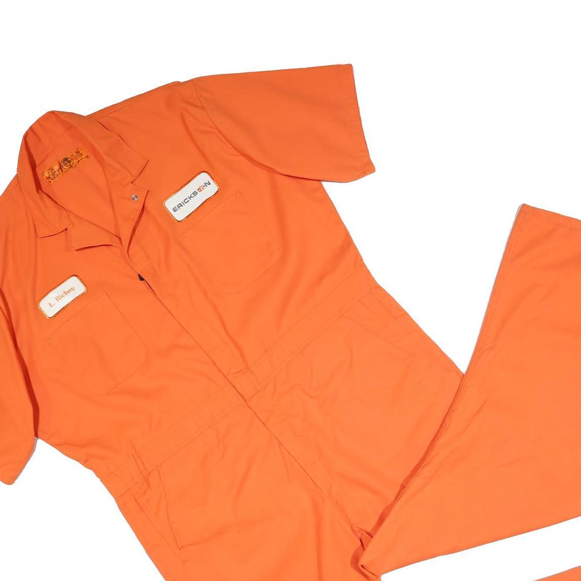 RED KAP Mens Orange Cotton Blend Dungarees Regular Fit Workwear 2XL W46 L29