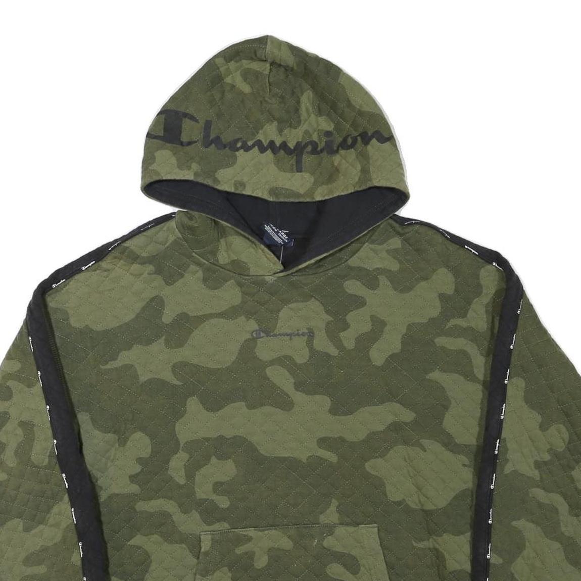 CHAMPION Boys Green Camouflage Hoodie 2XL Cotton Blend Pullover
