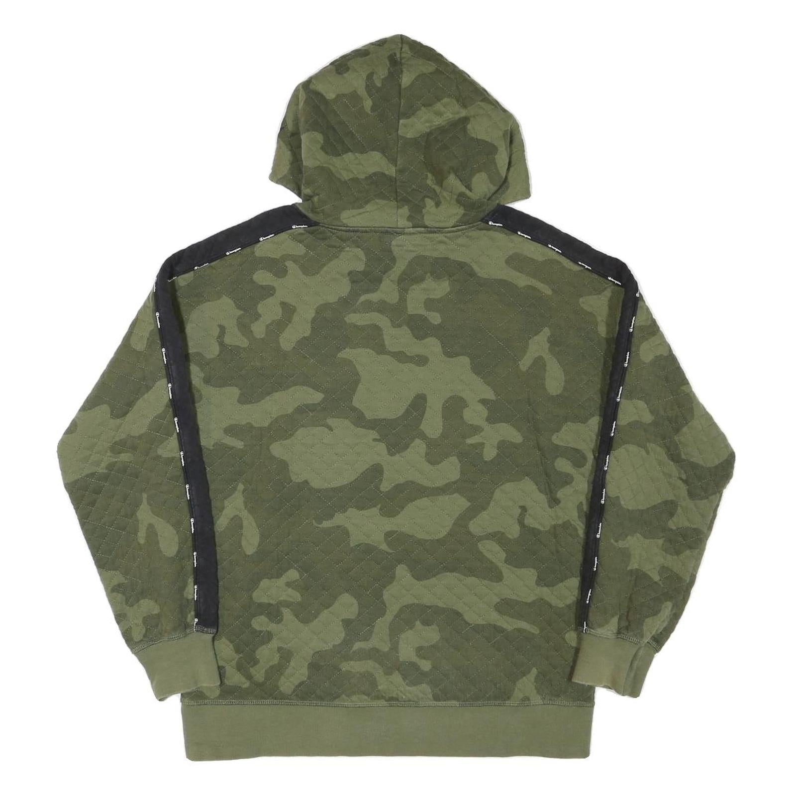 CHAMPION Boys Green Camouflage Hoodie 2XL Cotton Blend Pullover