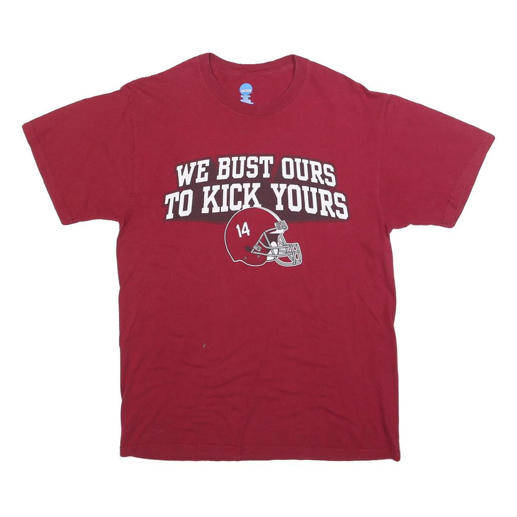 NCAA Mens Red We Bust Ours Football Helmet Graphic T-Shirt M Short Sleeve Crew
