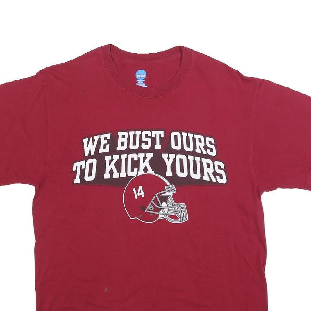 NCAA Mens Red We Bust Ours Football Helmet Graphic T-Shirt M Short Sleeve Crew