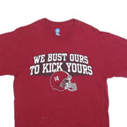 NCAA Mens Red We Bust Ours Football Helmet Graphic T-Shirt M Short Sleeve Crew