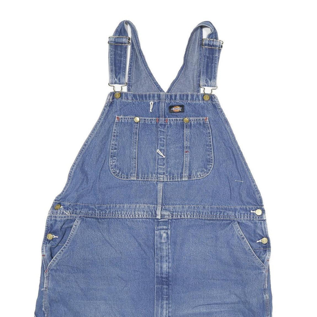 DICKIES Mens Blue Cotton Denim Dungarees Relaxed XL W42 L7 Workwear Pockets
