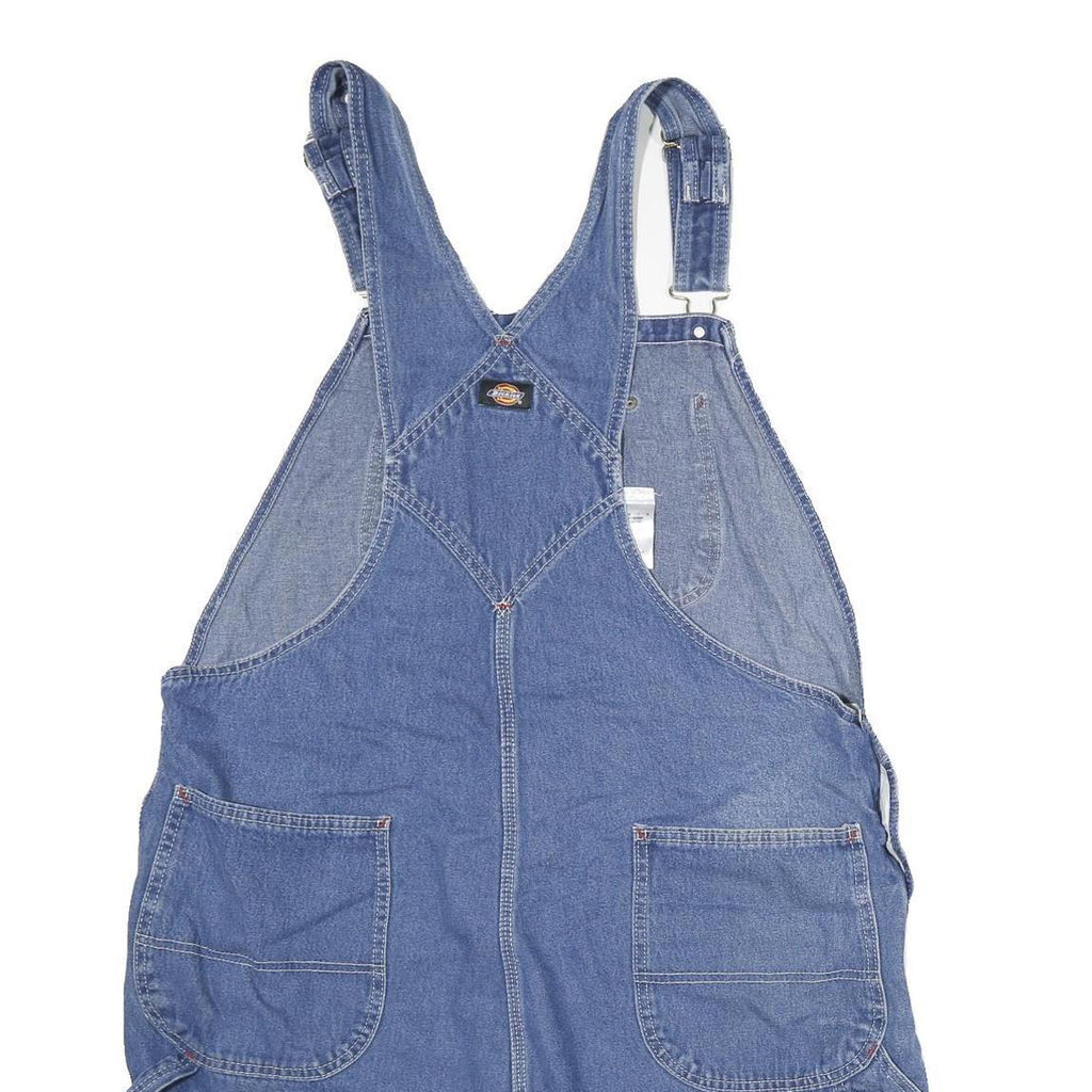 DICKIES Mens Blue Cotton Denim Dungarees Relaxed XL W42 L7 Workwear Pockets