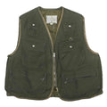 GH Mens Green Wax Waistcoat L Cotton Blend Woven Plain Relaxed Fit Pockets Zip