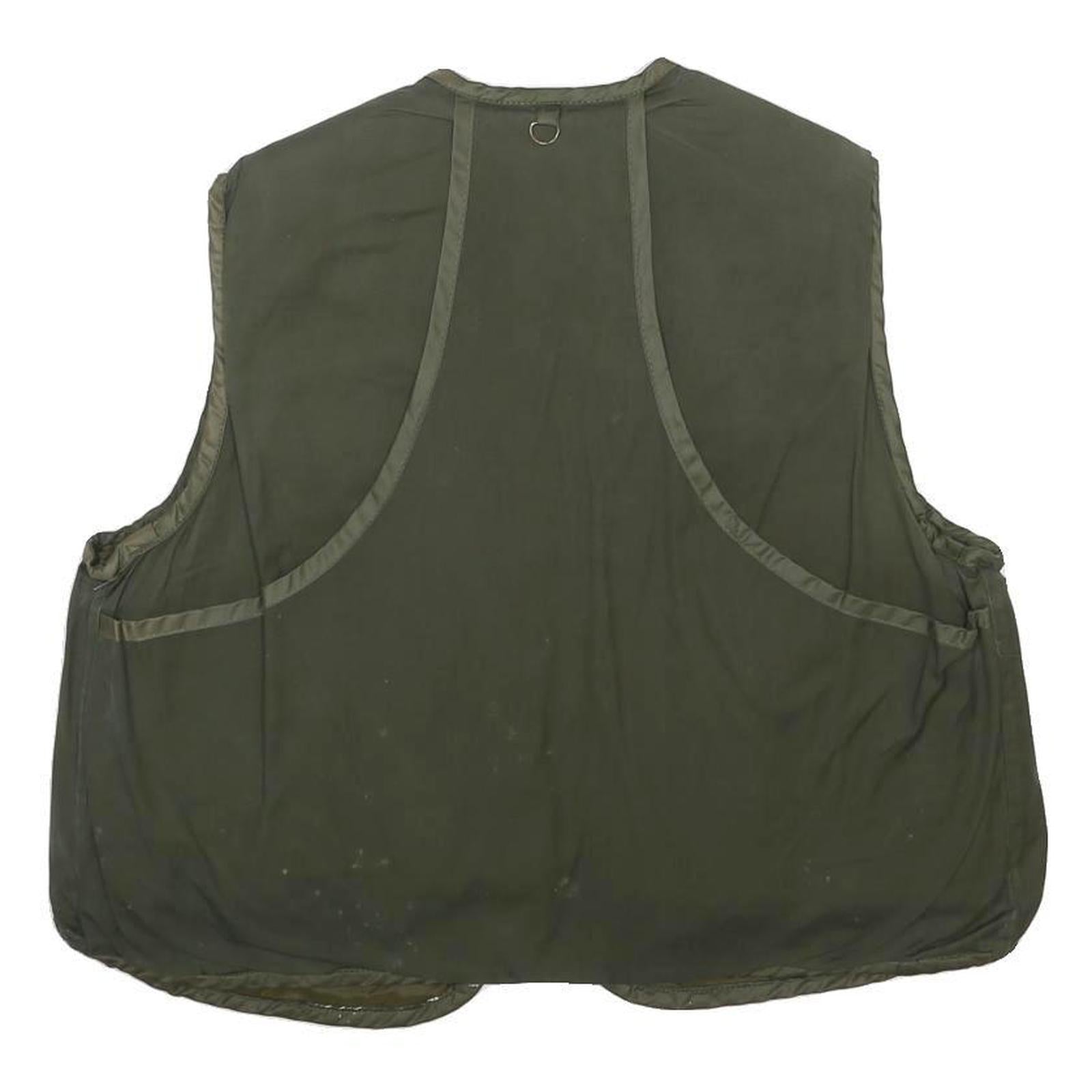 GH Mens Green Wax Waistcoat L Cotton Blend Woven Plain Relaxed Fit Pockets Zip