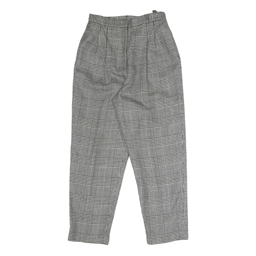 Womens Regular Fit Black & White Check Cotton Blend Trousers W26 L28 Zip Closure