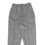 Womens Regular Fit Black & White Check Cotton Blend Trousers W26 L28 Zip Closure