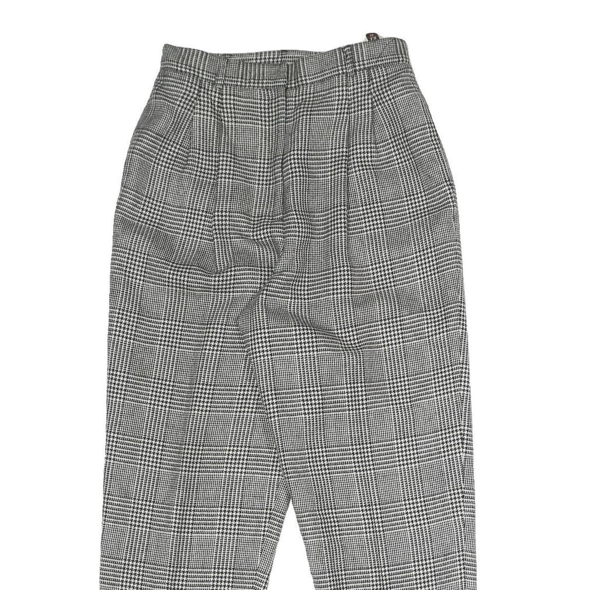 Womens Regular Fit Black & White Check Cotton Blend Trousers W26 L28 Zip Closure