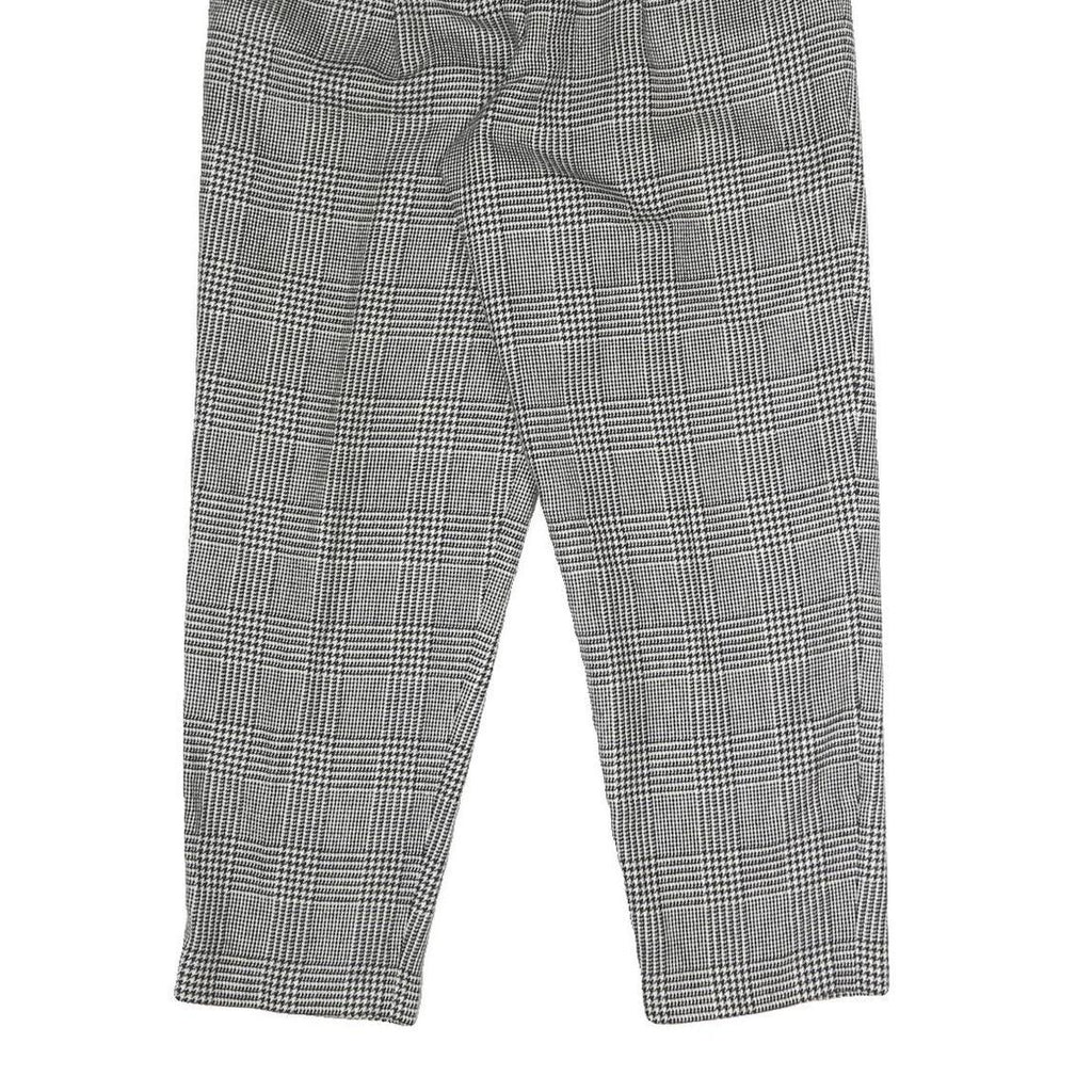 Womens Regular Fit Black & White Check Cotton Blend Trousers W26 L28 Zip Closure