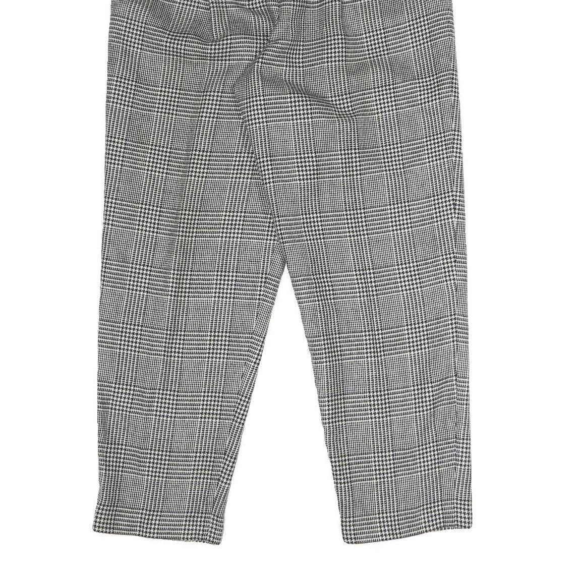 Womens Regular Fit Black & White Check Cotton Blend Trousers W26 L28 Zip Closure
