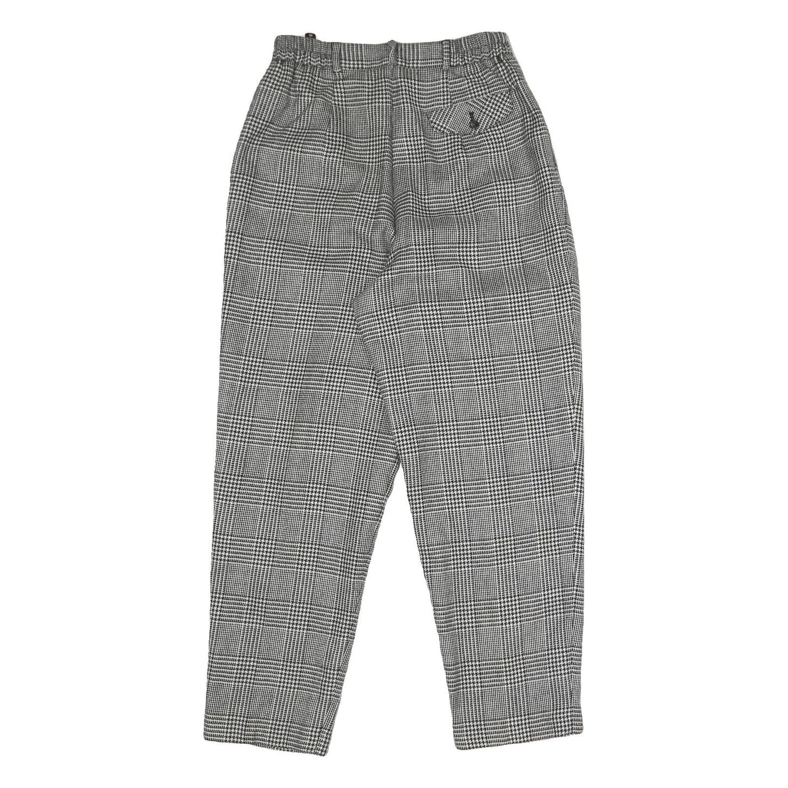 Womens Regular Fit Black & White Check Cotton Blend Trousers W26 L28 Zip Closure