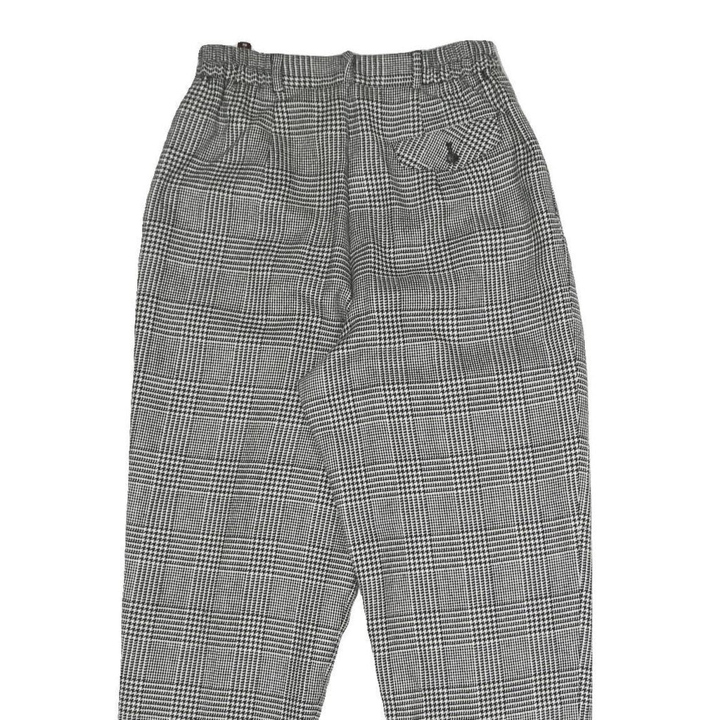 Womens Regular Fit Black & White Check Cotton Blend Trousers W26 L28 Zip Closure