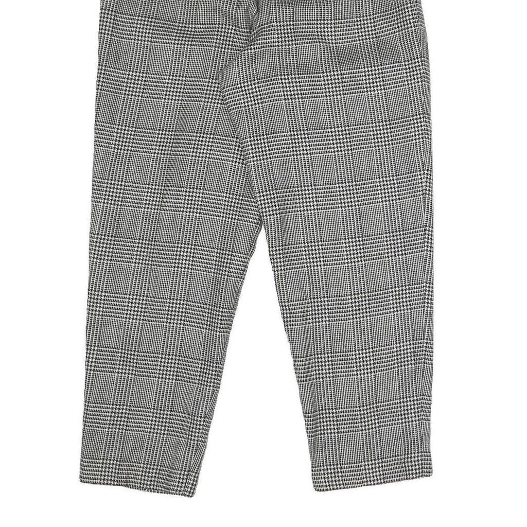 Womens Regular Fit Black & White Check Cotton Blend Trousers W26 L28 Zip Closure
