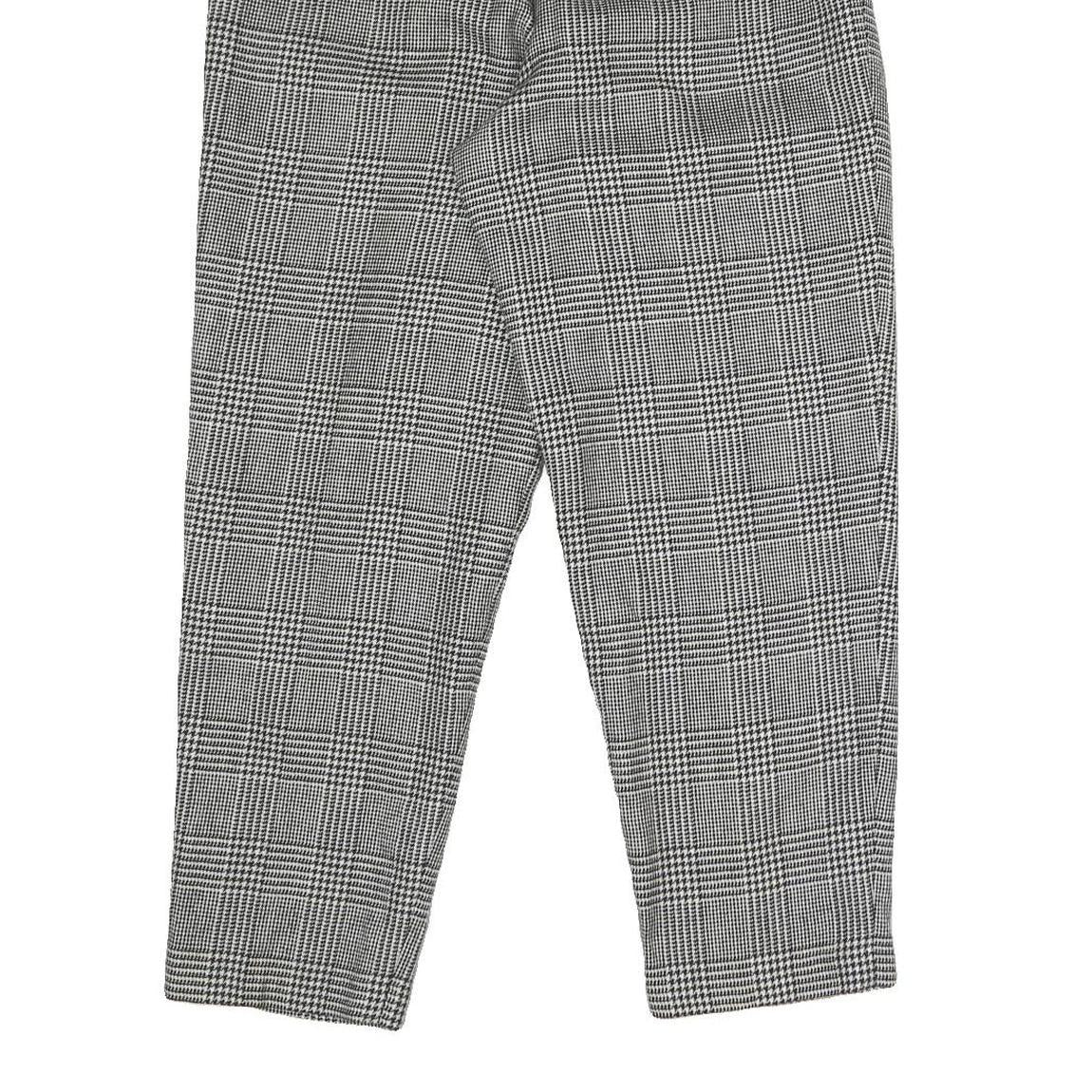 Womens Regular Fit Black & White Check Cotton Blend Trousers W26 L28 Zip Closure