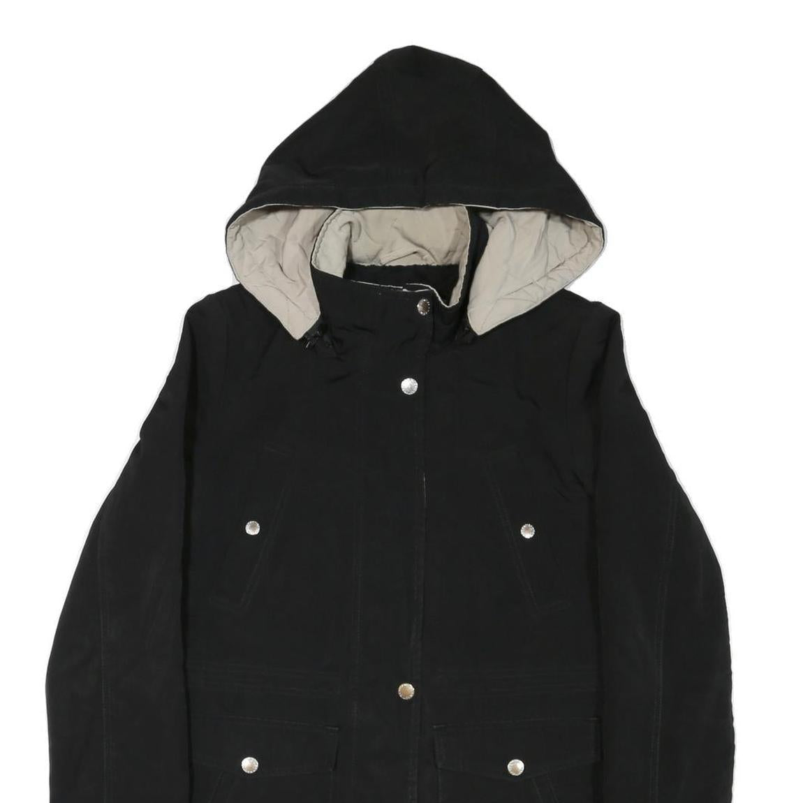 NAUTICA Womens Black Jacket M Polyester Blend Plain Zip Hooded Casual Outerwear