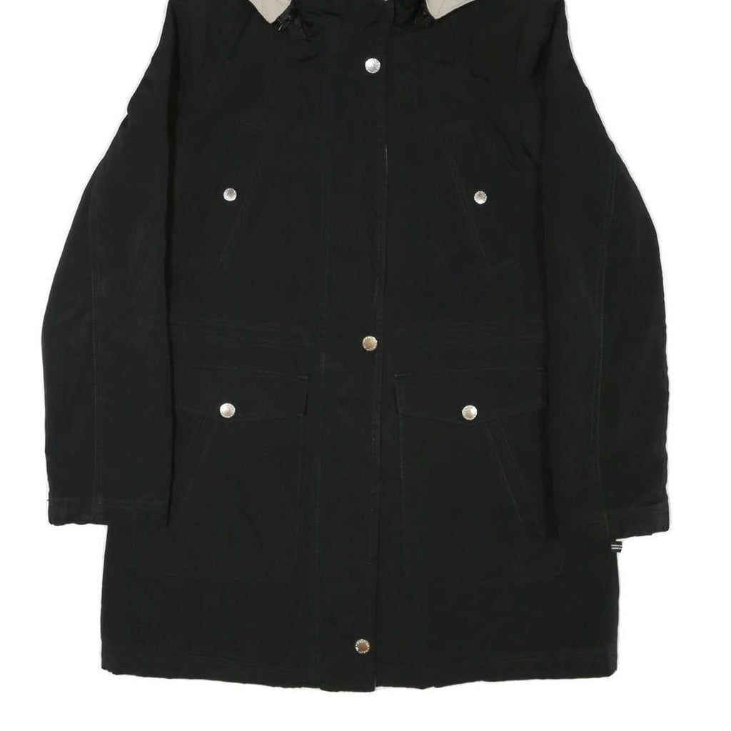 NAUTICA Womens Black Jacket M Polyester Blend Plain Zip Hooded Casual Outerwear