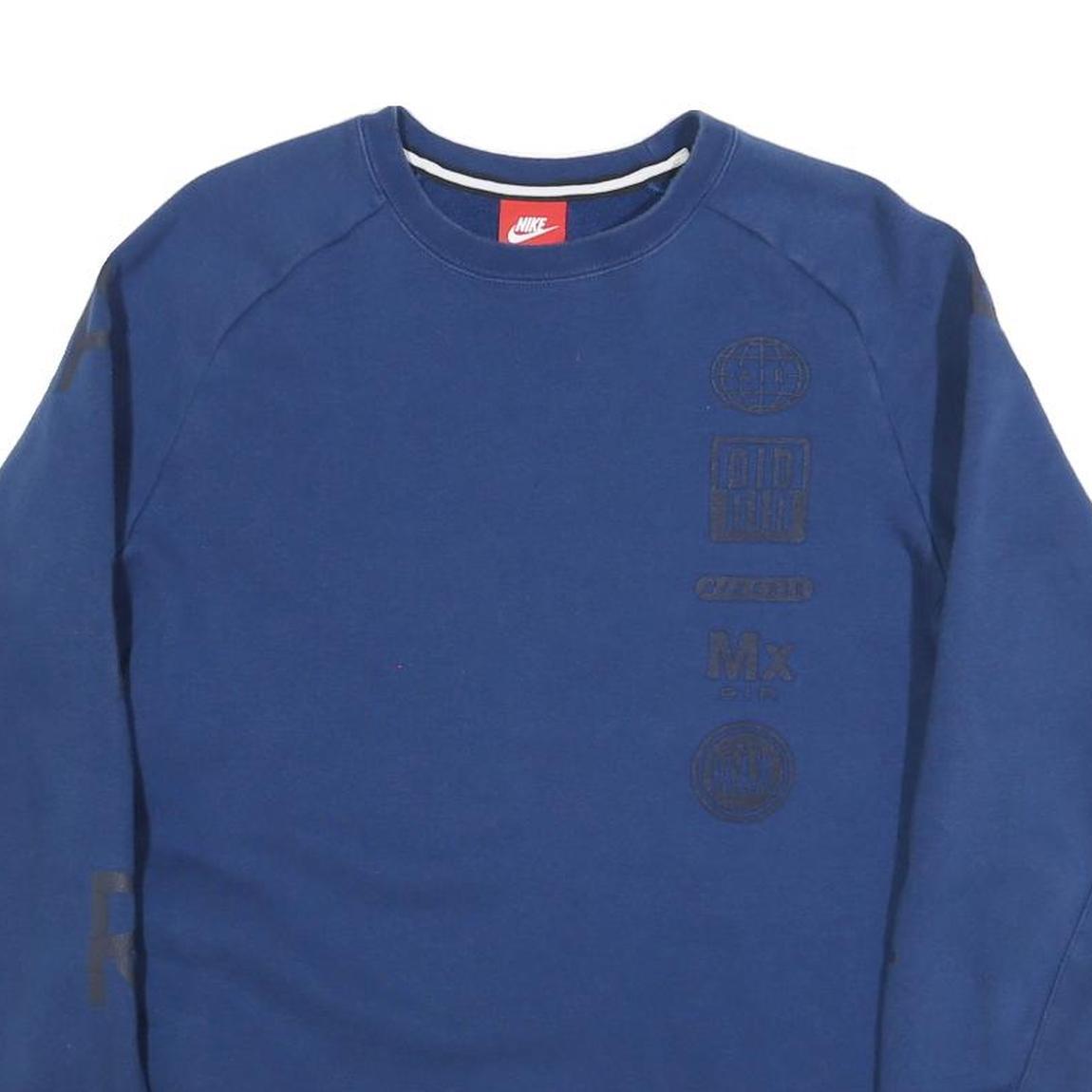 NIKE Mens Blue Crew Neck M Cotton Blend Sweatshirt Sports Casual Activewear