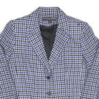 Womens Blue Black White Check Jacket UK 8 Cotton Blend Button Closure Classic
