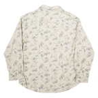 WOOLRICH Womens Cream Leaf Print Shirt L Cotton Blend Casual Button Down