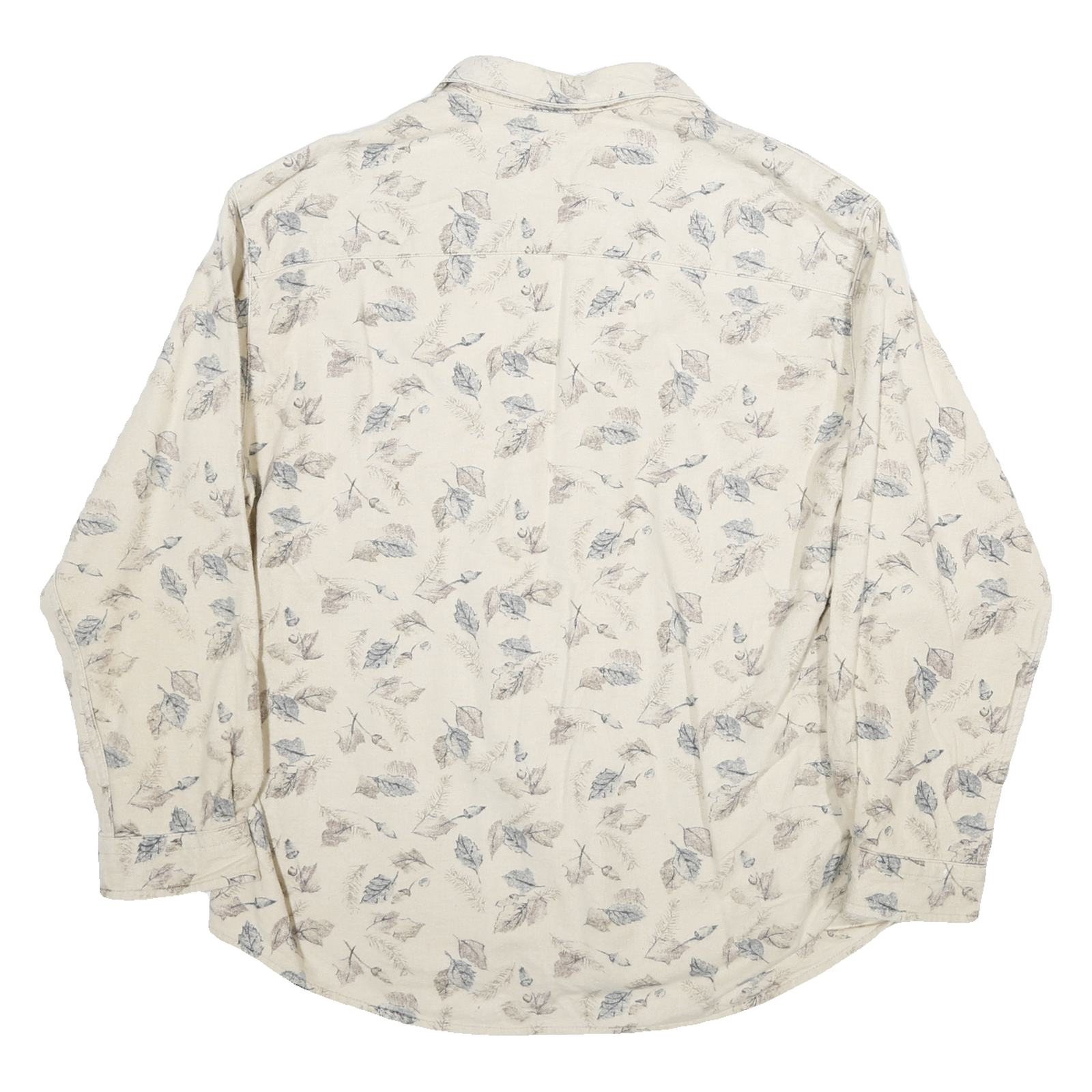 WOOLRICH Womens Cream Leaf Print Shirt L Cotton Blend Casual Button Down