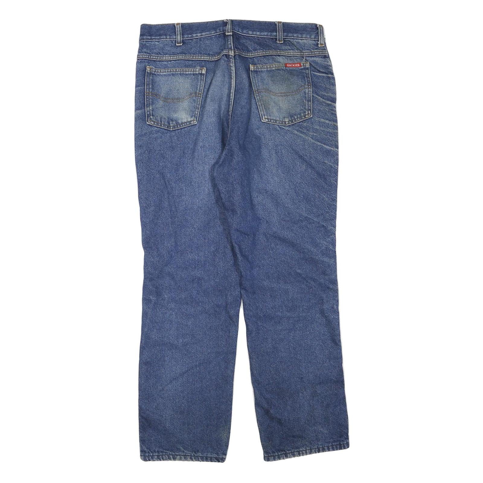 DICKIES Mens Jeans Blue Regular Straight Denim Medium W36 L30 Workwear Durable