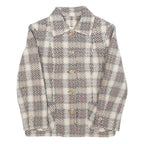 Womens Beige Brown Check Button Jacket XS Woven Classic Fit Casual Stylish