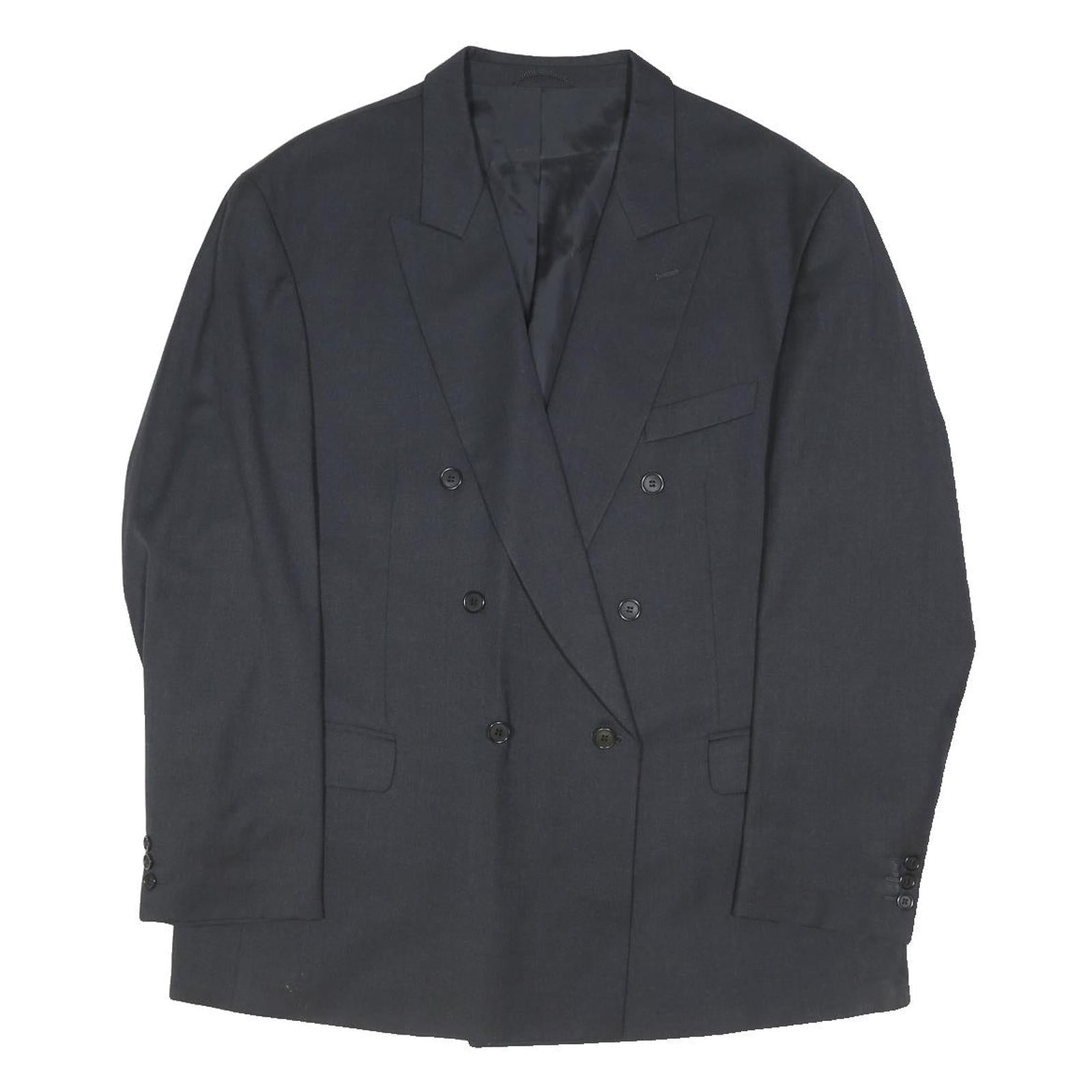 RENATO CAVALI BY SCHILD Mens Black Double Breasted Wool Jacket XL Plain Button
