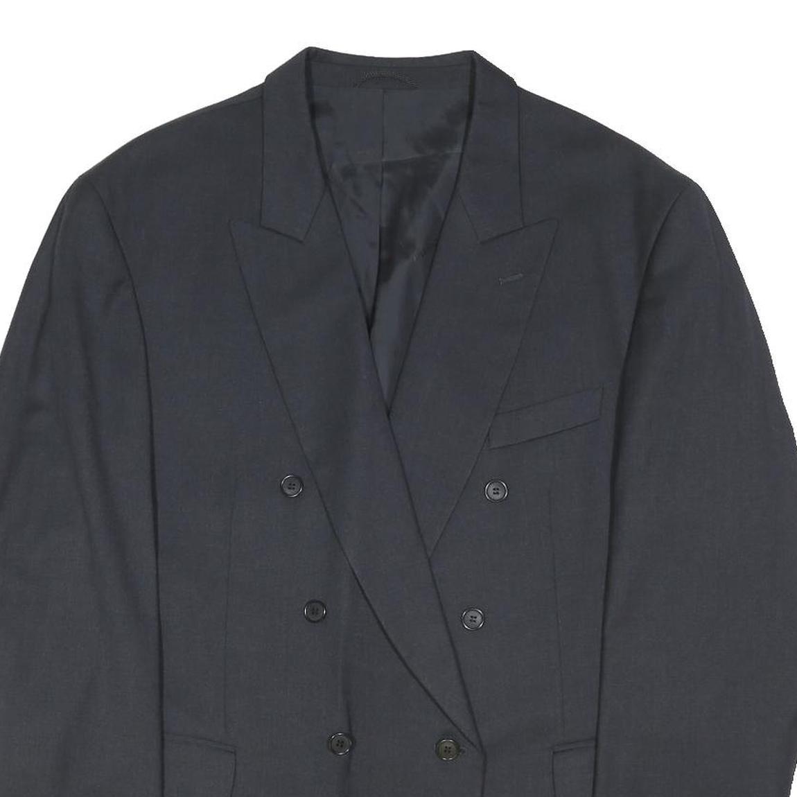 RENATO CAVALI BY SCHILD Mens Black Double Breasted Wool Jacket XL Plain Button