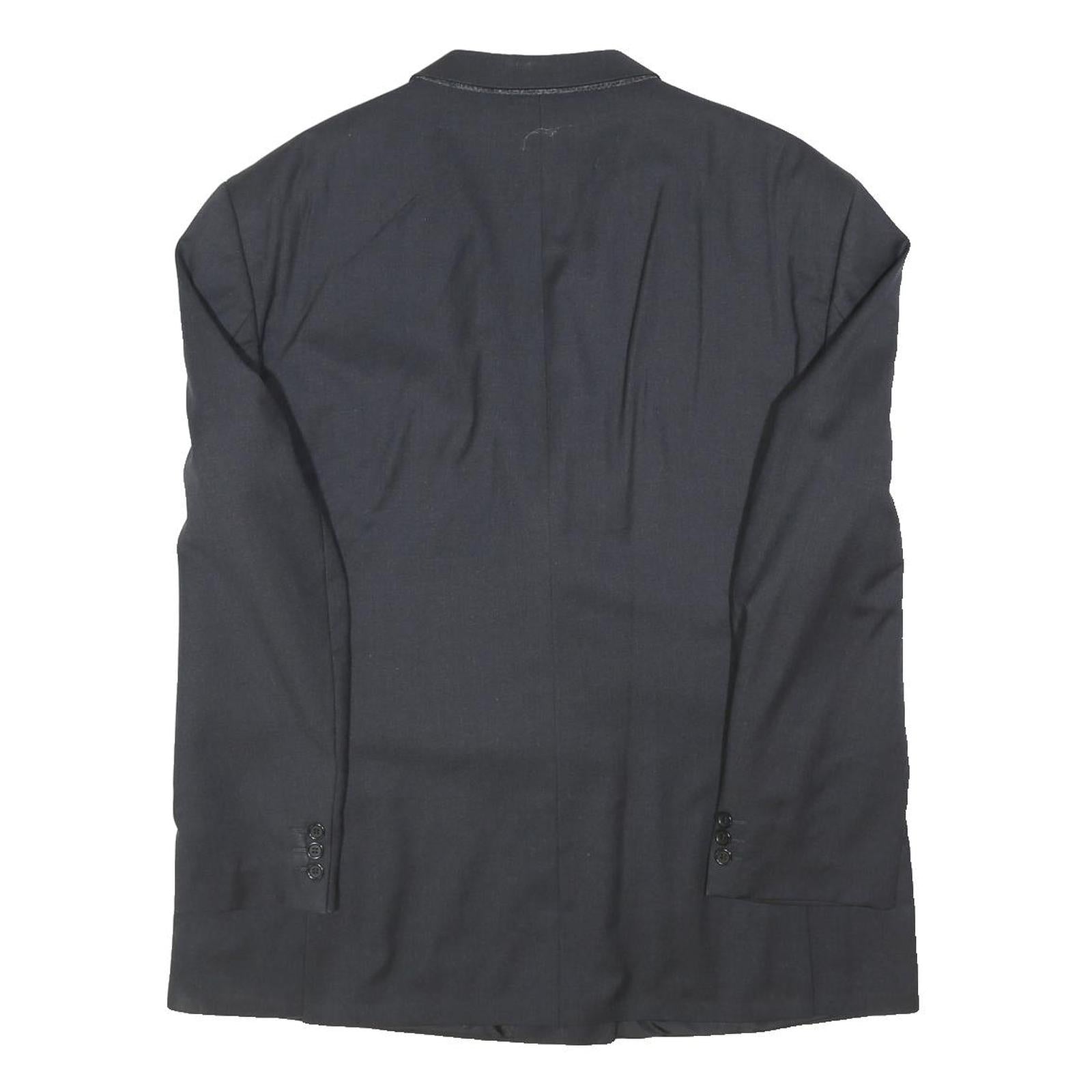 RENATO CAVALI BY SCHILD Mens Black Double Breasted Wool Jacket XL Plain Button