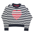 TOMMY HILFIGER Womens Navy & White Heart Patterned Cotton Blend Jumper Crew Neck