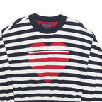 TOMMY HILFIGER Womens Navy & White Heart Patterned Cotton Blend Jumper Crew Neck