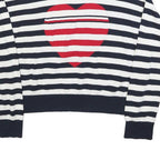 TOMMY HILFIGER Womens Navy & White Heart Patterned Cotton Blend Jumper Crew Neck