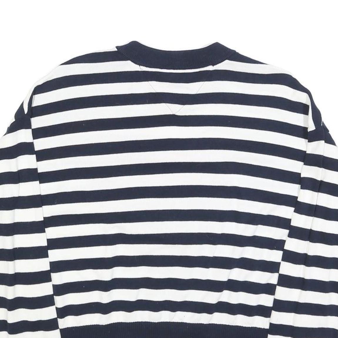 TOMMY HILFIGER Womens Navy & White Heart Patterned Cotton Blend Jumper Crew Neck