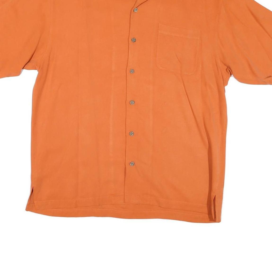 TOMMY HILFIGER Mens Orange Silk Shirt M Hawaiian Style Relaxed Fit