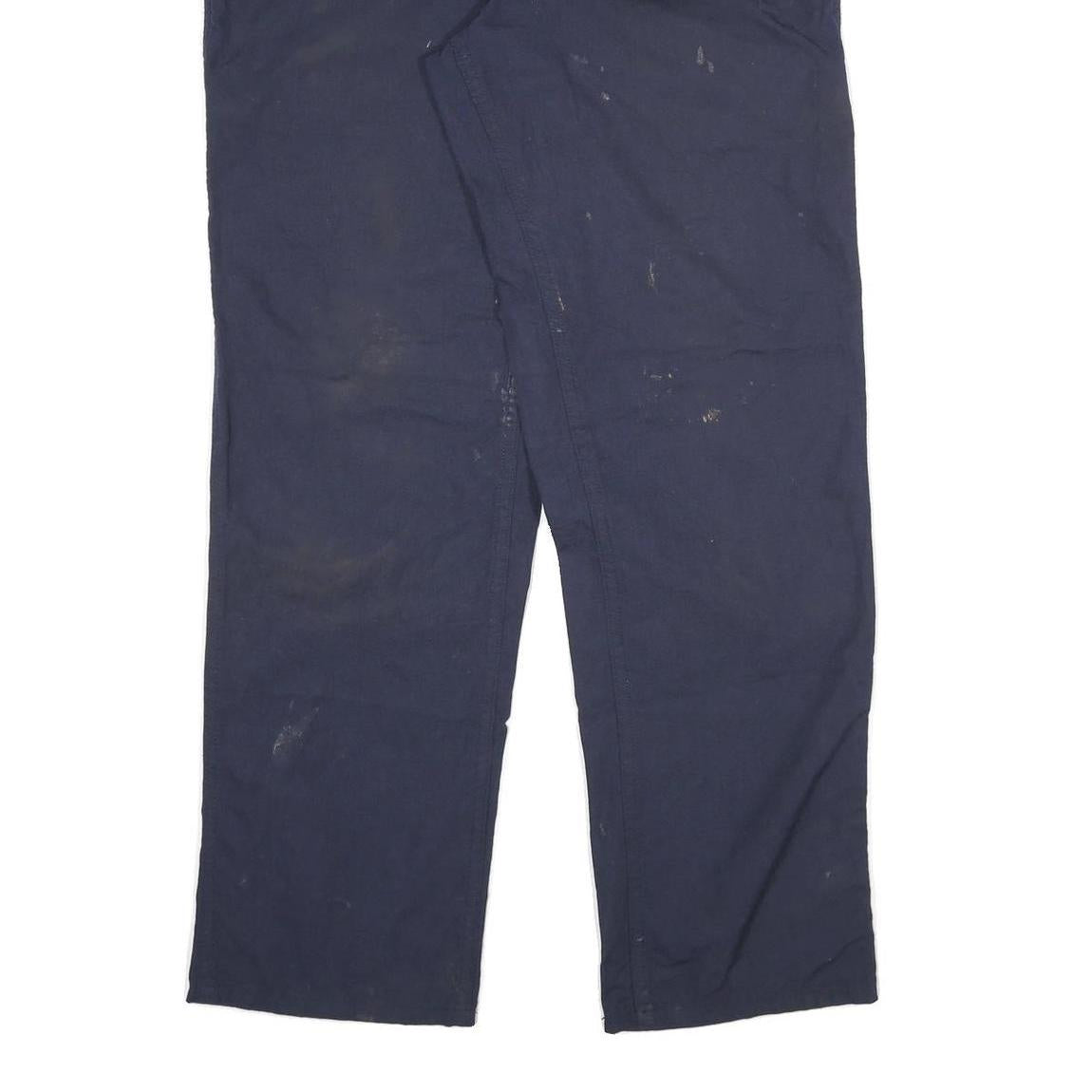 CARHARTT Mens Cotton Blend Navy Relaxed Straight Trousers W34 L34 Workwear