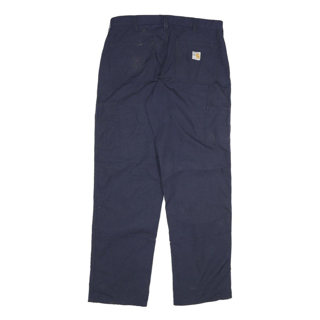 CARHARTT Mens Cotton Blend Navy Relaxed Straight Trousers W34 L34 Workwear