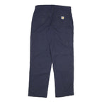 CARHARTT Mens Cotton Blend Navy Relaxed Straight Trousers W34 L34 Workwear