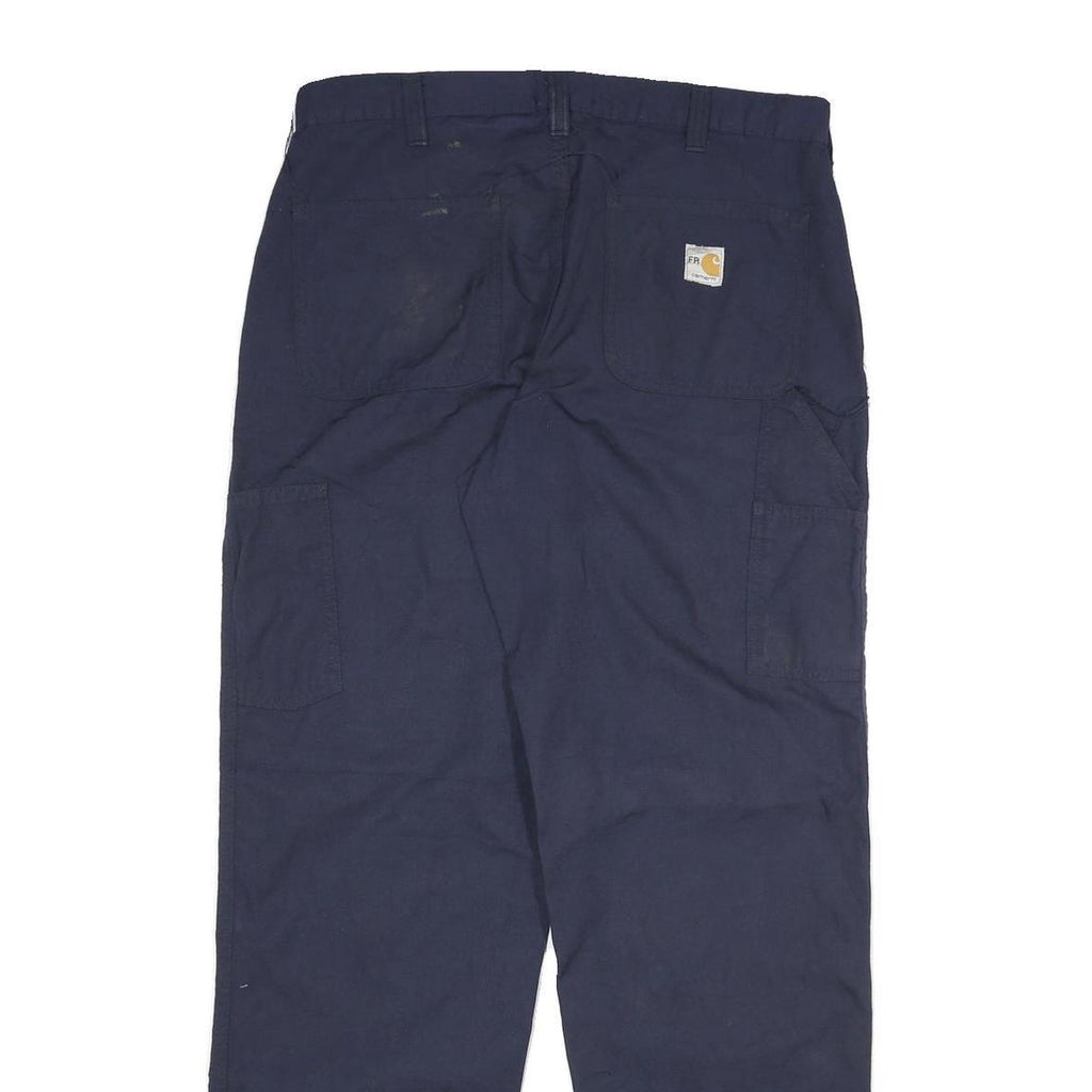 CARHARTT Mens Cotton Blend Navy Relaxed Straight Trousers W34 L34 Workwear