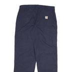 CARHARTT Mens Cotton Blend Navy Relaxed Straight Trousers W34 L34 Workwear