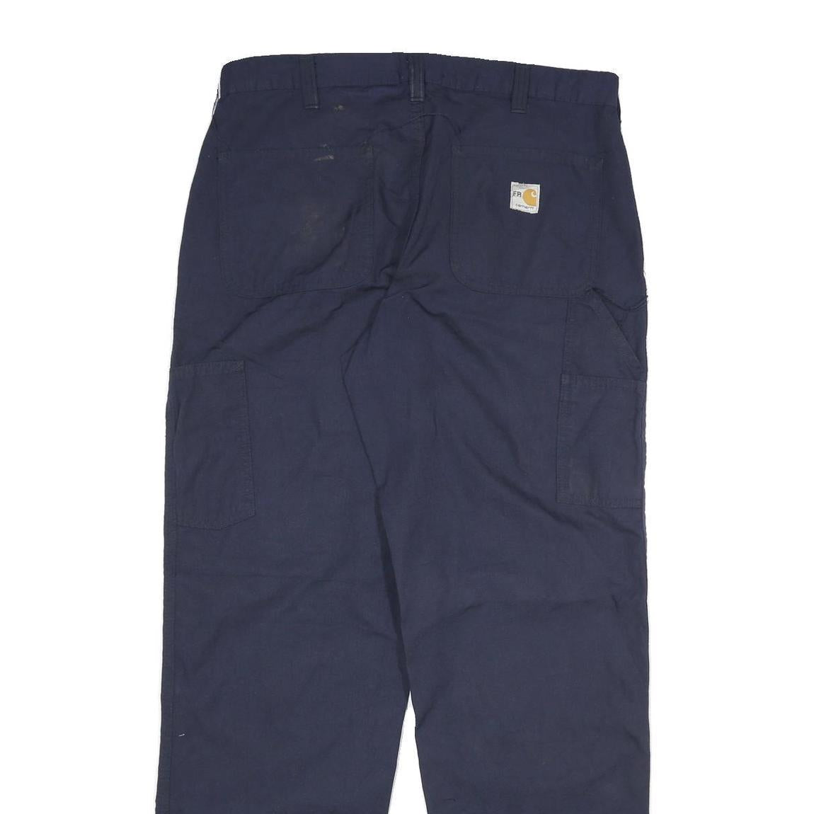 CARHARTT Mens Cotton Blend Navy Relaxed Straight Trousers W34 L34 Workwear
