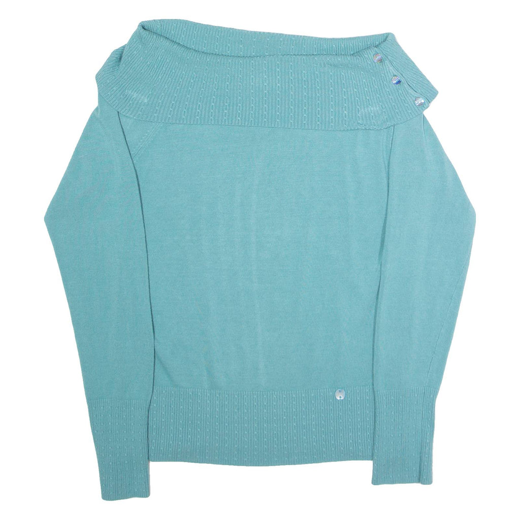 TED BAKER Womens Jumper Green Roll Neck Tight Knit Viscose UK 4